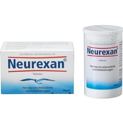 Eine Packung und Dose mit Neurexan-Tabletten gegen Unruhe und Schlafstörungen.