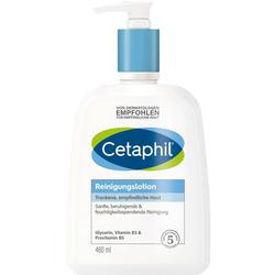 Eine Flasche Cetaphil Reinigungs-Lotion für empfindliche Haut.